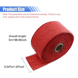 2" x 16Ft Motorcycle Exhaust Heat Wrap Roll, Exhaust Manifold Heat Wrap Fiberglass Heat Shield Tape, Car Exhaust Pipe Thermal Wrap Tape with 10 Stainless Locking Ties (Red)