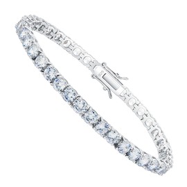 Kose 925 Sterling Silver Bracelets for Women and Men | 4mm Sapphire Ruby Emerald Cubiz Zirconia Classic Tennis Bracelet | Size 6.5-8 inches (CZ, 7.50")