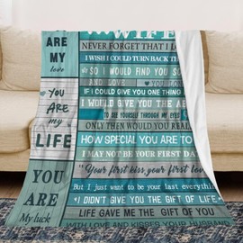 Gifts for Wife,Romantic Wedding Anniversary Birthday Gifts for Her Wife,Happy Wife Birthday Gift Ideas, Unique Gifts for Wife from Husband for Christmas Valentine's Mother's Day Blanket 60''x50''