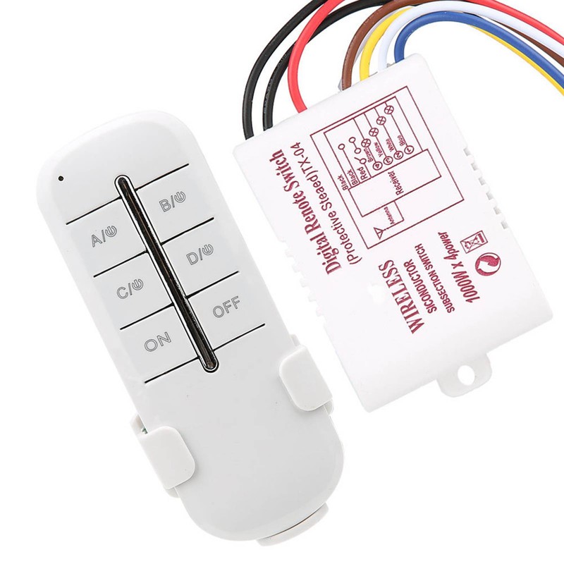 ON/OFF AC180-240V Wireless Receiver Lamp Light RF Remote Control Switch(4Way