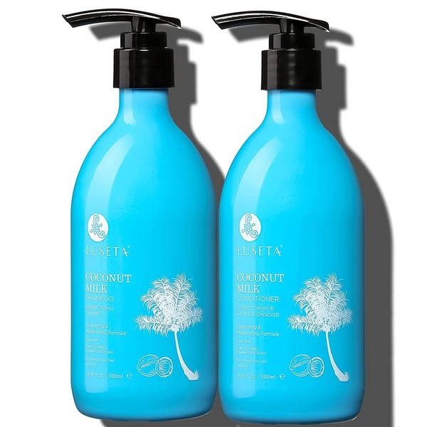 Coconut Milk Shampoo & Conditioner, Nourishing & Moisturizing Hair, Sulfate & Paraben Free, Keratin & Color Safe, 16.9oz Each
