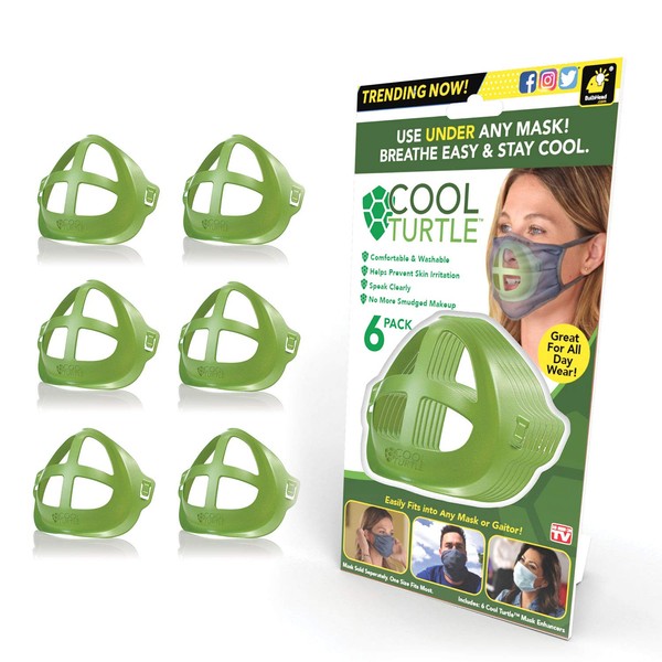 Cool Turtle Mask Enhancer As Seen On TV, Keeps You Cool & Dry All Day, Reduces Friction — Face Mask Inner Support Frame Helps You Breathe Easier — Washable & Fits Men and Women, One Size, Green