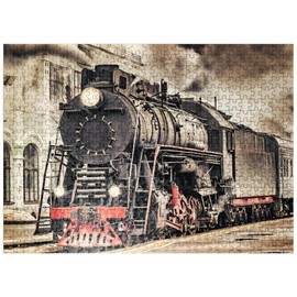 A Departing Steam Train - Premium 500 Piece Jigsaw Puzzle for Adults