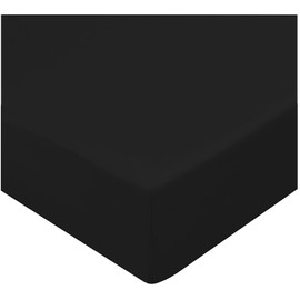Sunshine Comforts Egyptian Cotton 4FT Fitted Sheets Breathable, Anti Wrinkle 30cm Deep Pocket 200 Thread Count Black Bedding & Linen 122 X 190 CM Small Double Fitted Sheet 3/4 Bed Sheets Fitted