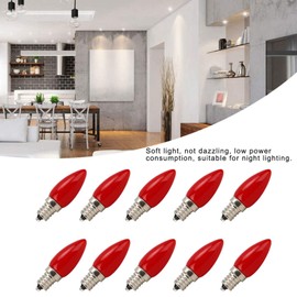 Topyond C7 Christmas LED Light Bulbs, Replacement Bulbs, 1.5 Watt Red Ceramic Bulbs, E12 Intermediate Base, Christmas Light Bulbs for Patio, Holiday Decorations, 10 Pcs
