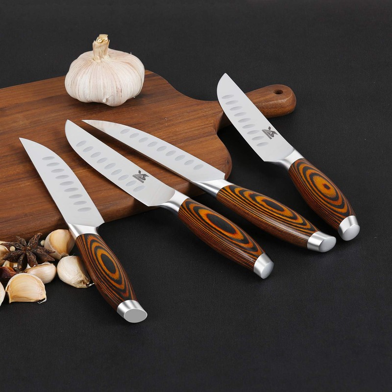 MSY BIGSUNNY Steak Knife Set, 4-Piece, German Steel 5-Inch Blade,