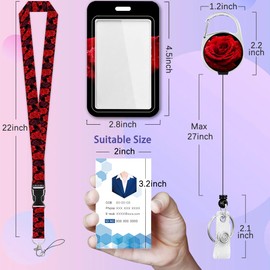 Rose Lanyards for Id Badges,ID Badge Holder and Retractable Reel Clip Lanyard with ID Card Nametag Badge Holder for Nurse Teacher