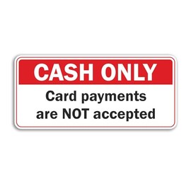 2 x 15cm Cash Only Vinyl Stickers - Shop Notes Sign Money Small Business Hotel Taxi Credit Labels Sticker #81671