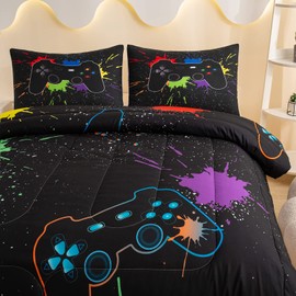 MWMWMW Kids Queen Bedding Sets, Gaming Comforter Set for Boys and Teens, Room Decor With 2 Pillowcases for All Seasons