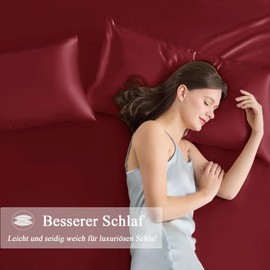 Vielit Set of 2 Satin Cushion Covers 40 x 80 cm with Zip, Soft Like a Silk Pillowcase, Suitable for Curly Hair, Satin Pillowcase Cushion Covers, Red Cushion Cover