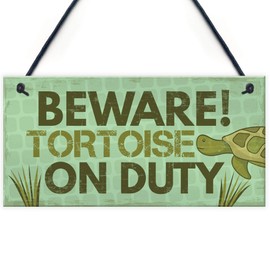 RED OCEAN Beware Tortoise Turtle Accessories Novelty Gifts Reptile Pet Animal Sign Hanging Home Decor Garden Door Plaque Funny Gifts