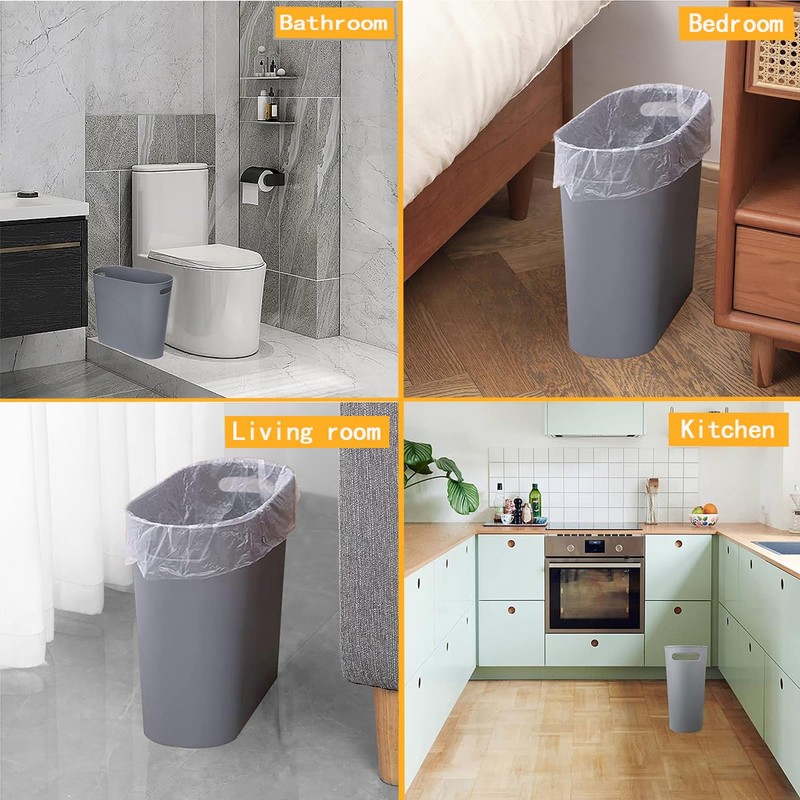 LOSYHU 2 Pack Slim Plastic Trash Can 12L Slim Waste