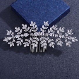Missgrace Large Bride Wedding Silver Hair Comb Bridal Headpieces Full Rhinestone Hair Pieces Bridesmaid Side Hair Combs Hair Accessories for Women