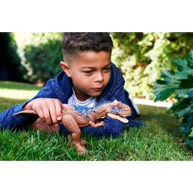 Mattel Jurassic World Dominion Roar Strikers Rajasaurus Dinosaur Action Figure with Roaring Sound and Attack Action, Toy Gift Physical & Digital Play