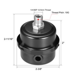 Sourcingmap Metal Air Compressor Filter, 1/4 BSP 12.5mm Thread, 2-11/16" Height, 2-3/8" Diameter