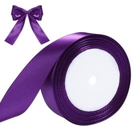 Hiswan Purple Ribbon for Gift Wrapping, 1 inch Polyester Satin Hair Ribbons for Flower Bouquet, Weeding Decoration, Baby Shower, Crafts Bows Fabric Christmas Ribbon 25 Yards