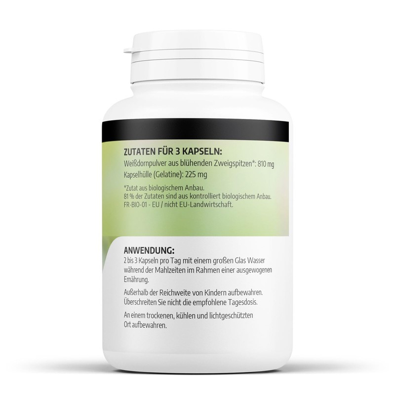 Organic Hawthorn 270 mg 200 Capsules