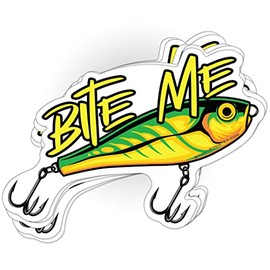Pack of 2 Fishing Bite-Me_Sticker -Vinyl -Decal for car Bumper, Water Bottle, tumblers, Laptop Waterproof 4.5"