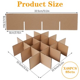 48 PCS Moving Box Dividers 13 x 13 x 3 Inch Shipping Cardboard Packing Dividers for Fruit Separation Glass Inserts Moving Kitchen Glassware Dish Packing Supplies(Box Not Included)