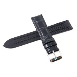 Seiko RS02C20BK Watch Band, 0.8 inches (20 mm), Leather, Rubber, Genuine Black Strap, Leather