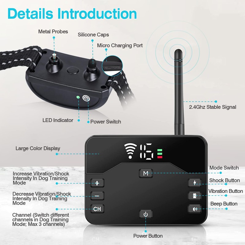 KOCASO Wireless Dog Fence System - Adjustable Boundary Invisible Fence