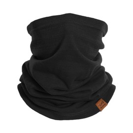 ACUSHLA 100% Merino Wool Neck Gaiter Ski Face Mask Scarf Neck Warmer for Men & Women All Weather, Midweight Black