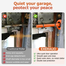 EXERAUO 7" Long Stem Garage Door Rollers 10 Pack - 2" Nylon Wheels with 6200-2RS Sealed Bearings, 7 Inch Extended Stem for Double Tandem Garage Door Hinges, Quiet & Smooth Operation