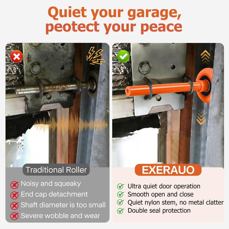 EXERAUO 7" Long Stem Garage Door Rollers 10 Pack -