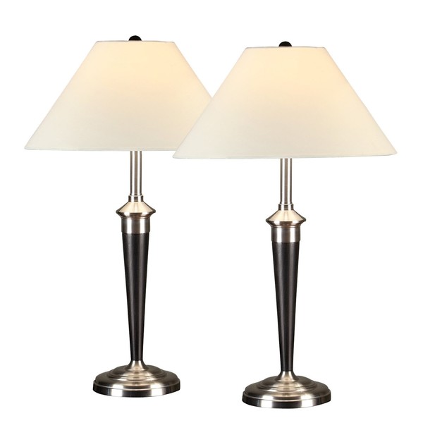 Artiva USA Twin-Pack, Classic Cordinates Table Lamps, Quality Brushed Steel and Espresso Finish