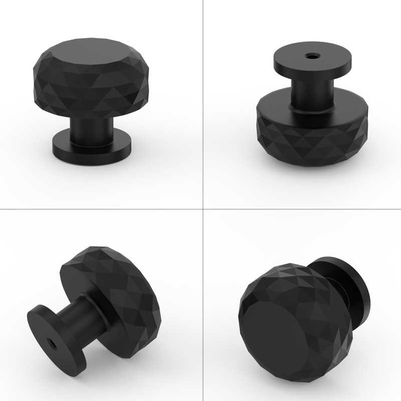FILTA 10 Pack Matte Black Kitchen Cabinet Knobs 1.05 Inch(26mm)