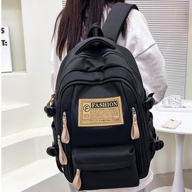Mochilas para Mujer/Hombre,Mochila Escolar Viaje Bolsa para Laptop 15.6 Inch,Mochila Ligera de Impermeables Estética Linda Backpack (Negro)