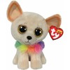 Ty - Plush - Beanie Boos - Chihuahua Dog - Chewey - Brown - Multicoloured Collar - Gold Glitter Eyes - The Plush with Big Sparkling Eyes - 15 cm - 36324