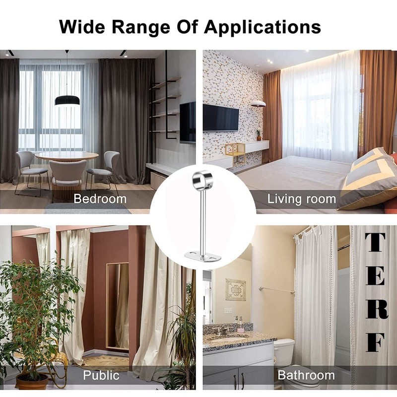 TA-VIGOR Ceiling-Mount Bracket 25mm Dia, Wardrobe Pipe Bracket Shower Curtain