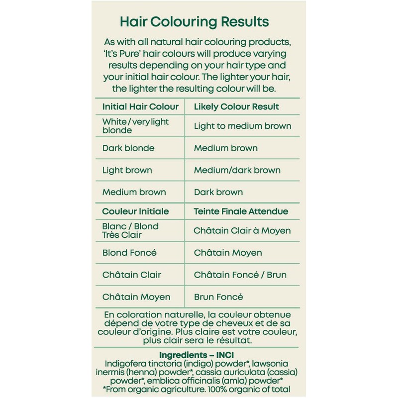 It's Pure Organic Herbal Hair Dye in Dark Brown 110g