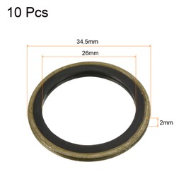 MECCANIXITY Bonded Sealing Washers M26 34.5x26x2mm Carbon Steel Nitrile Rubber Gasket, Pack of 10