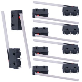 Twidec/10Pcs Mini Micro Limit Switch 5A 125 250V AC SPDT 1NO 1NC Very Long Straight Hinge Lever Arm Switch Snap Action Button Type 3 Pins KW11-3Z04
