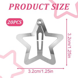 AEIOPRS 20 Pcs Metal Star Hair Clips with Snap Closure Silver Cute Little Hair Clips for Kids and Girls Beautiful Star Headwear Silver