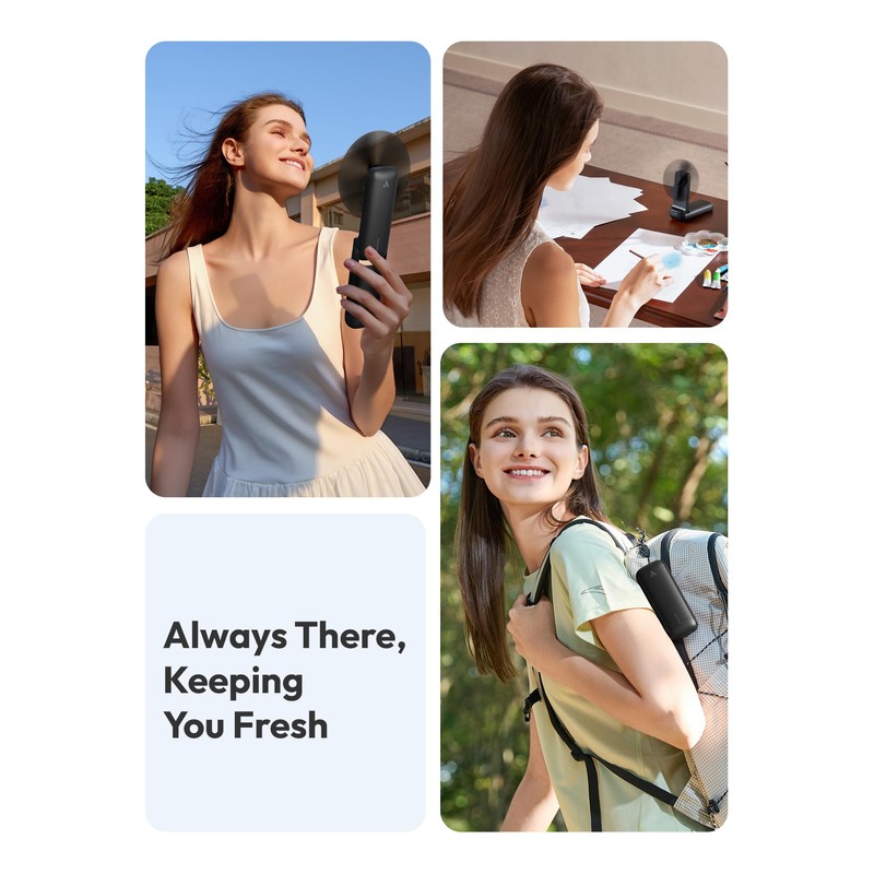 Aecooly Slim Portable Fan with Mirror, Thin Handheld Fan, USB