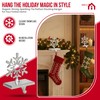 Iconikal 4-Pack Stocking Holders Christmas Chrome Metal Snowflake Weighted for