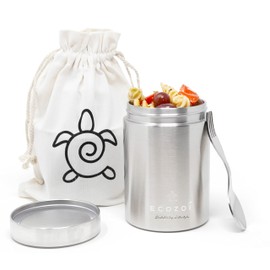 ecozoi Stainless Steel Insulated Lunch Box, Food Jar - Vacuum Insulated Thermos, 17 Oz + Spork + Lunch Bag