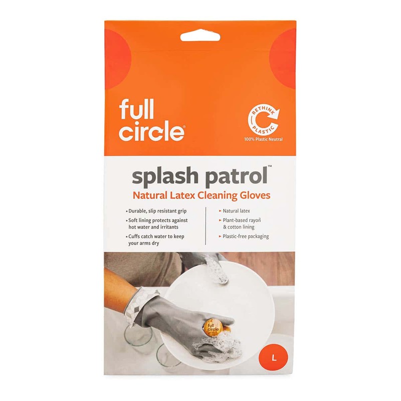 Full Circle Natural Latex Cleaning Gloves, M/L Grey