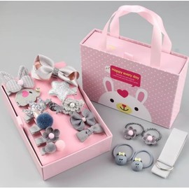 Girl Hair Accessories Gift Set, Bow Clips Set, Baby Hair Clips Set for Little Girls, Baby Girls Hair Accessories for Toddlers Kids as Birthday Gift (Grey/Silver)