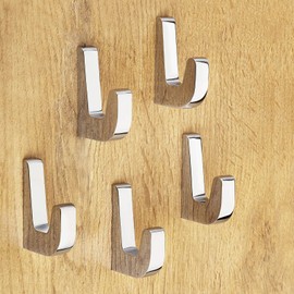JUNKER Design Pack of 5 Nena Coat Hooks Height 50 mm Polished Chrome Coat Hooks for Wall Panel with Depth 37 mm Hooks with Width 10 mm and BA 32 mm for DIY DIY Hook Rail
