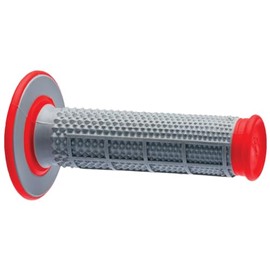 Renthal G163 Tapered/Half Waffle, Grey/Red, Dual Compound MX/Enduro Grips, 3-Pack