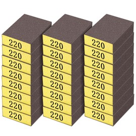 Reallnaive 24Pcs Sanding Sponge 220 Grit Fine Sanding Block, Washable and Reusable for Drywall Metal Wood Sanding