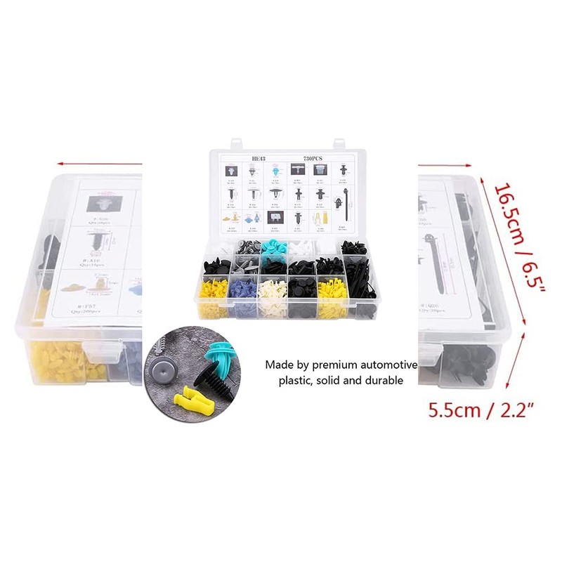 ANCLLO 730Pcs Car Plastic Rivets Fasteners Push Type Pin Rivets