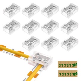 EMITEVER 8mm LED Strip Connectors 12pcs, Led Corner Connector T-Shaped Gapless Connection Solderless Transparent Tape Light Connectors for 2-Pin COB/SMD LED Strip Lights​ 5V 12V 24V