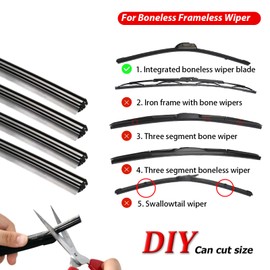 Silicone Wiper Blade Refills, 26 inch Wiper Refill Adjustable & Universally Compatible with Windshield Frameless Wipers. DIY Cut to Size, Suitable for Cars, SUVs, Trucks, Vans, 4pcs