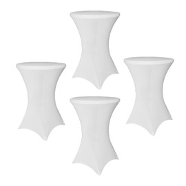 SUNTQ 4 Pack Spandex Table Covers - Cocktail Fitted Tablecloths, Round Highboy Stretch Table Cloths for Party, Wedding, Birthday, Banquet, Vendors, Bistro, White, 32x43 Height