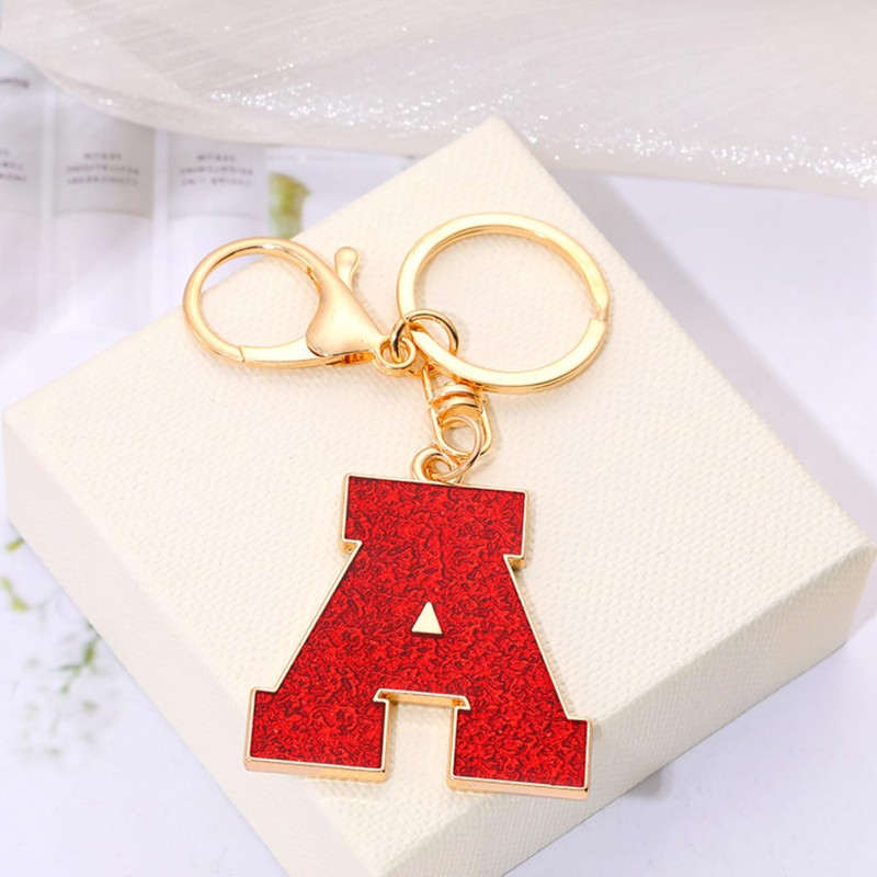 Red Black Letter A-Z Keychain for Women Men Purse Handbags